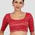 Rani & gold zigzag pattern cotton readymade saree blouse