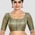 Brocade grey elbow sleeves round neck padded readymade saree blouse