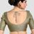 Brocade grey elbow sleeves round neck padded readymade saree blouse