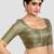 Brocade grey elbow sleeves round neck padded readymade saree blouse