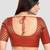 Brocade maroon elbow sleeves round neck padded readymade saree blouse