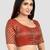Brocade maroon elbow sleeves round neck padded readymade saree blouse