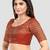 Brocade maroon elbow sleeves round neck padded readymade saree blouse