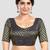 Brocade navy blue elbow sleeves round neck padded readymade saree blouse