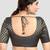Brocade navy blue elbow sleeves round neck padded readymade saree blouse
