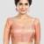 Brocade peach elbow sleeves round neck padded readymade saree blouse
