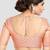 Brocade peach elbow sleeves round neck padded readymade saree blouse