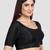 Black kora silk elbow sleeves round neck padded readymade saree blouse
