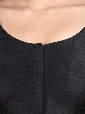Black kora silk elbow sleeves round neck padded readymade saree blouse 5