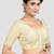 Cream kora soilk solid readymade saree blouse with round neckline