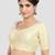 Cream kora soilk solid readymade saree blouse with round neckline