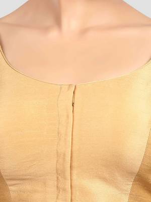 Golden grace: ethnic round neck elbow sleeves readymade saree blouse 5