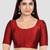 Maroon kora silk elbow sleeves round neck padded readymade saree blouse