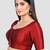 Maroon kora silk elbow sleeves round neck padded readymade saree blouse