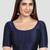 Navy blue kora silk elbow sleeves round neck padded readymade saree blouse