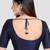 Navy blue kora silk elbow sleeves round neck padded readymade saree blouse