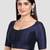 Navy blue kora silk elbow sleeves round neck padded readymade saree blouse