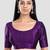 Purple kora silk elbow sleeves round neck padded readymade saree blouse