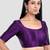Purple kora silk elbow sleeves round neck padded readymade saree blouse