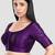 Purple kora silk elbow sleeves round neck padded readymade saree blouse