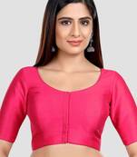 Rani kora silk elbow sleeves round neck padded readymade saree blouse
