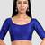 Royal blue kora silk elbow sleeves round neck padded readymade saree blouse