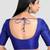 Royal blue kora silk elbow sleeves round neck padded readymade saree blouse