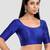 Royal blue kora silk elbow sleeves round neck padded readymade saree blouse