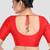 Red kora silk elbow sleeves round neck padded readymade saree blouse