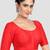 Red kora silk elbow sleeves round neck padded readymade saree blouse