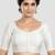 White kora soilk solid readymade saree blouse with round neckline