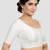 White kora soilk solid readymade saree blouse with round neckline