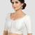 White kora soilk solid readymade saree blouse with round neckline