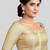 Cream brocade motif ethnic short sleeves padded readymade saree blouse