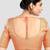 Peach brocade elbow sleeves round neck padded readymade saree blouse