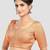 Peach brocade elbow sleeves round neck padded readymade saree blouse