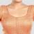 Peach brocade elbow sleeves round neck padded readymade saree blouse