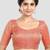 Pink brocade elbow sleeves round neck padded readymade saree blouse