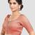 Pink brocade elbow sleeves round neck padded readymade saree blouse