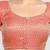 Pink brocade elbow sleeves round neck padded readymade saree blouse