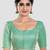 Green brocade elbow sleeves round neck padded readymade saree blouse