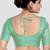 Green brocade elbow sleeves round neck padded readymade saree blouse