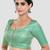 Green brocade elbow sleeves round neck padded readymade saree blouse