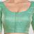 Green brocade elbow sleeves round neck padded readymade saree blouse