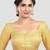 Yellow brocade elbow sleeves round neck padded readymade saree blouse
