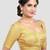 Yellow brocade elbow sleeves round neck padded readymade saree blouse