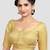 Yellow brocade elbow sleeves round neck padded readymade saree blouse