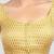 Yellow brocade elbow sleeves round neck padded readymade saree blouse