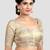 Cream banarasi brocade short sleeves padded readymade saree blouse