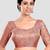 Peach banarasi brocade short sleeves padded readymade saree blouse